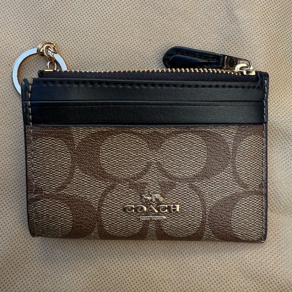 Coach Black and Brown Key/ID/Cards Pouch